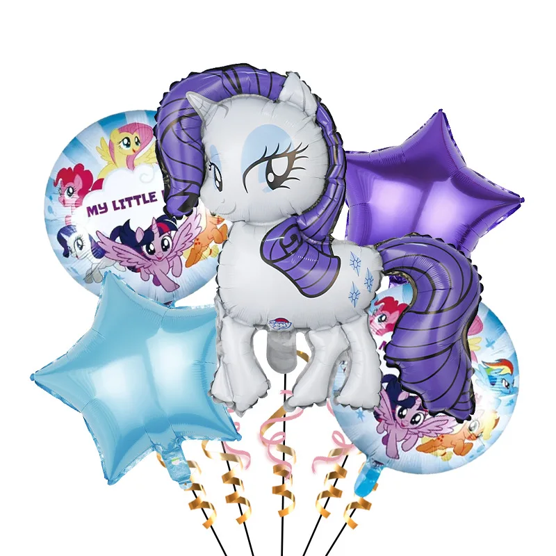 KAYOU My Little Pony Folienballon Partydekoration 1 Set Zahlen-Geburtstagsballons Hintergrund für Mädchen Babyparty-Zubehör – Detail 3