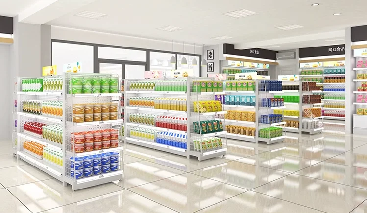 Convenience store shelves, supermarket hole board shelves, single sided and double-sided island display cabinets