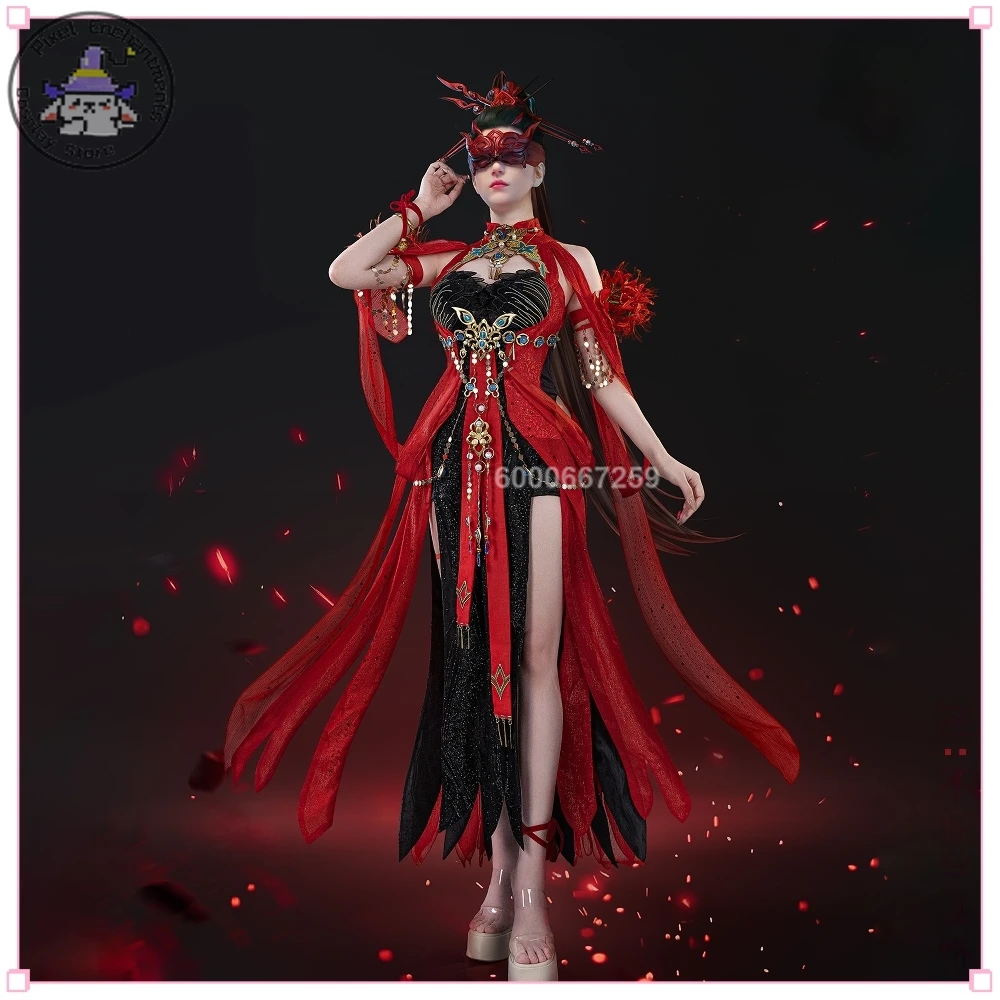 

Game Naraka: Bladepoint Cosplay Costume Anime Viper Ning High Quality Role Playing Sexy Red Dress Women Adult Comic Con Outfit