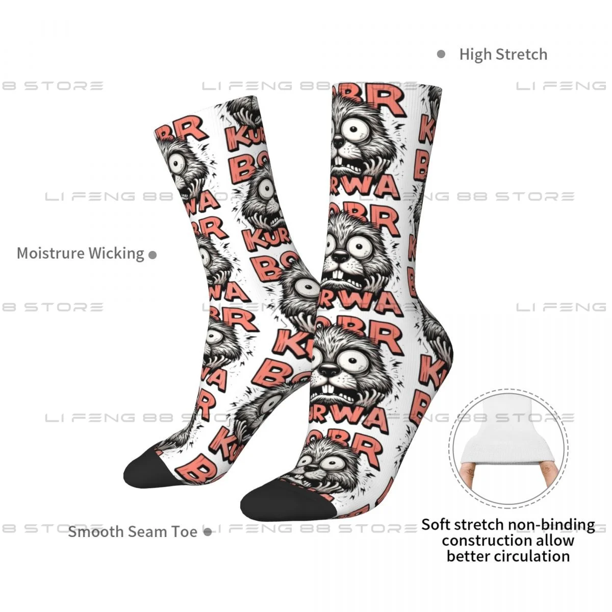 Surpris Bobr Kurwa Chaussettes d'hiver unisexes, Chaussettes de randonnée Happy Socks, Street Style, Chaussettes Elin