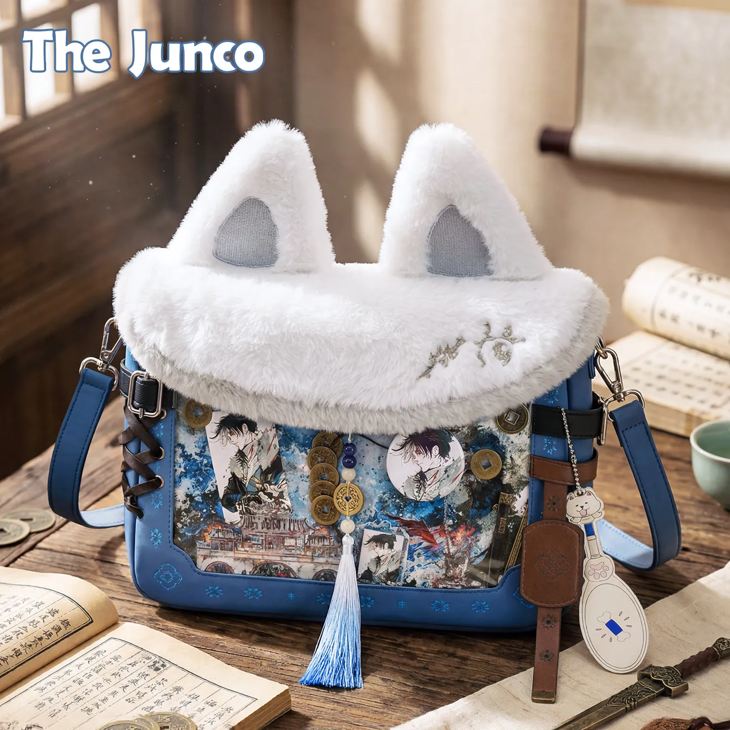

Original Sweet Cute Cartoon Puppy Ears Plush Lta Bag Antique High-end Shoulder Messenger Bags Female Anime Backpack for Women