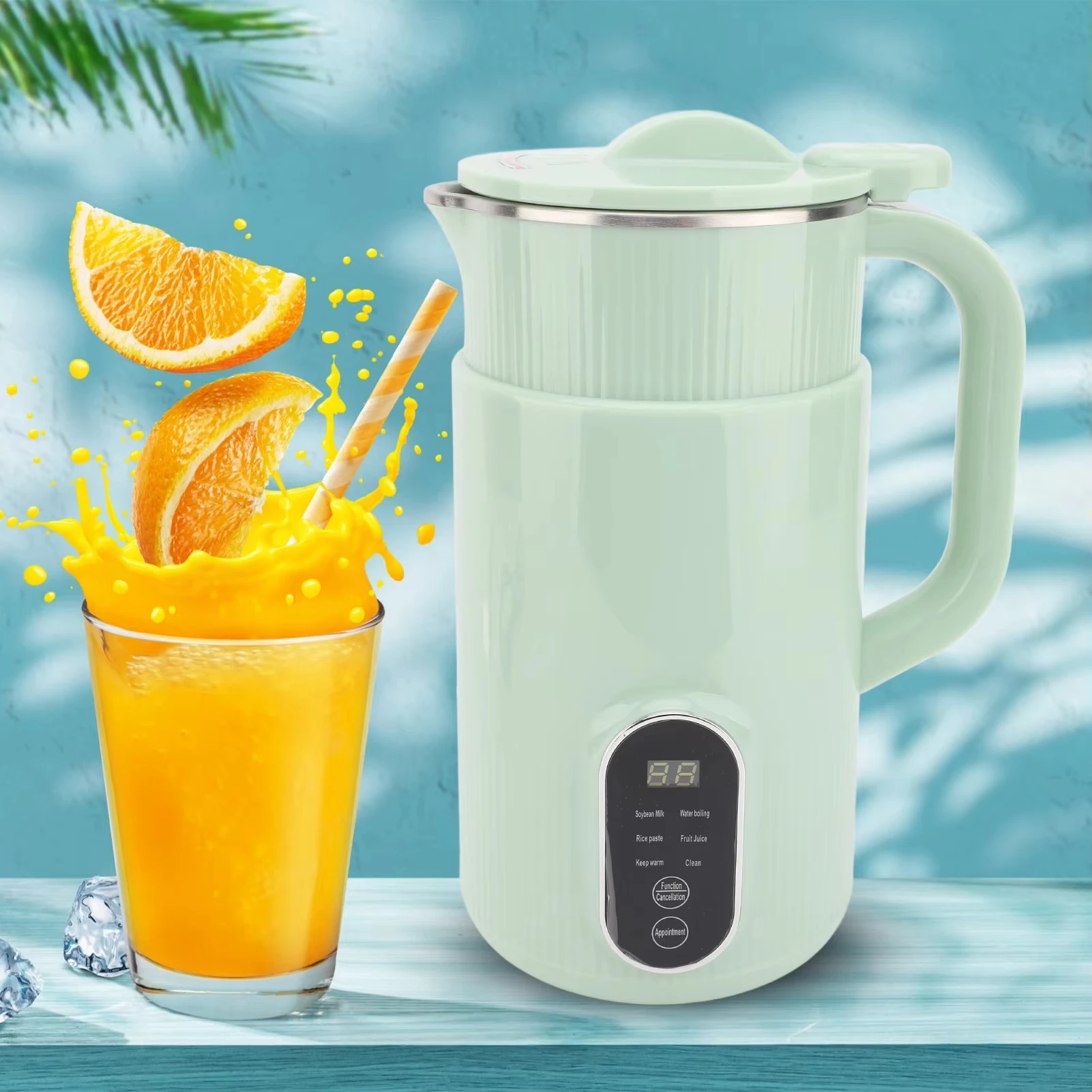 صانع حليب الصويا الكهربائية الفولاذ المقاوم للصدأ X على شكل شفرات منخفضة الضوضاء لوحة اللمس الذكية ماكينة تصنيع حليب فول الصويا 110 فولت/220 فولت