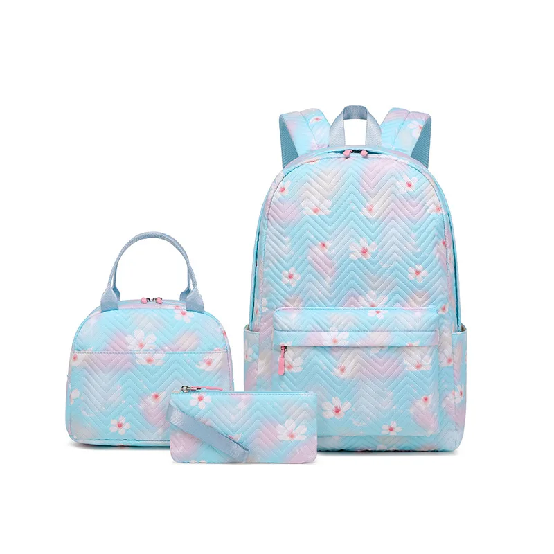 

Printed backpack three piece set bag