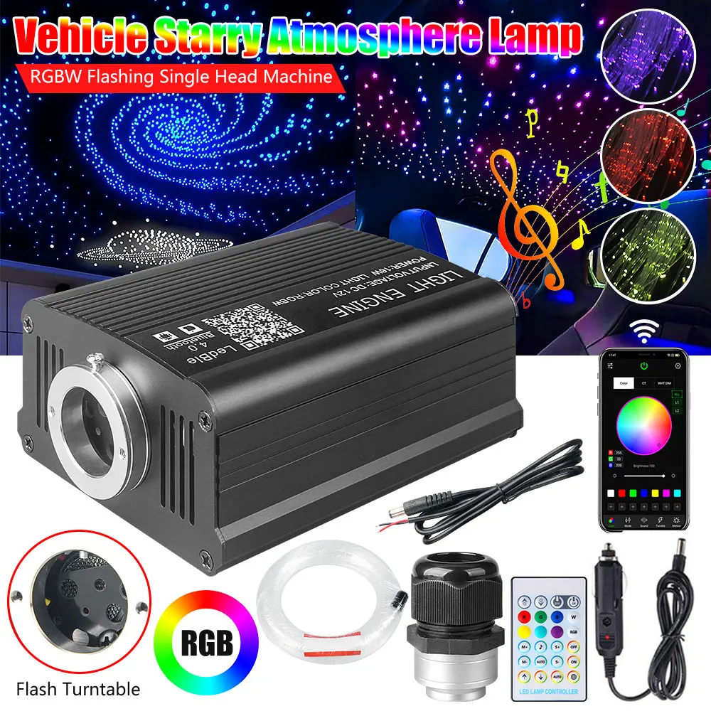 

12V 16W RGBW OBD2 Car Roof Fiber Optic Lights Star Starry Sky Ceiling Light Twinkle Bluetooth APP & 28-Button Remote Control