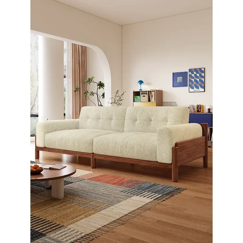 Sofa chenille flannel modern simple living room sofa fabric cream style