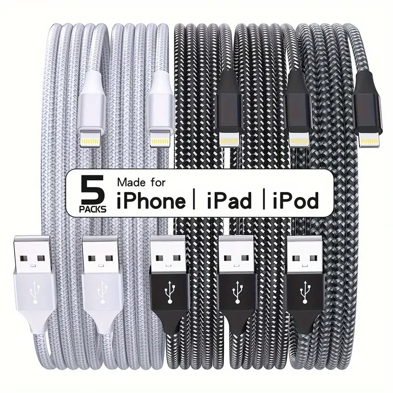 1PC 5PCS USB A to Lightning MFI Certified Carger Cable Nylon