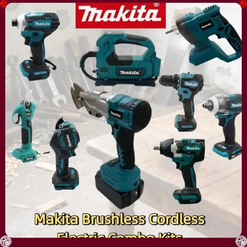 

Беспроводной ударный гайковерт Makita, угловая шлифовальная машина, электрическая циркулярная пила для аккумуляторов 18В, наборы комбинированных инструментов.