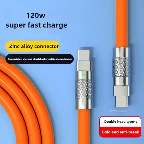 New 120W 7A Super Fast Charge PD Type C Liquid Silicone Cable 1M 1.5M 2M Usb Cable Usb C To C Charger Cable for Xiaomi Huawei