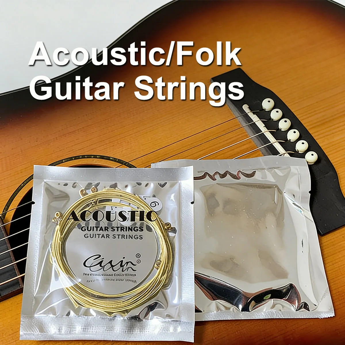 Civin 1 Juego de Cuerdas de Guitarra Acústica de Latón - 6 Cuerdas Etiquetadas (1-6), Resistentes al Óxido, Excelente Relación Calidad-Precio para Práctica Diaria, Repuestos de Guitarra