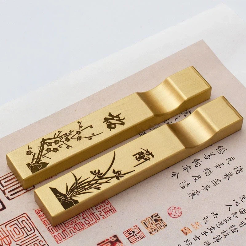 Solid Pure Copper Calligraphy Paperweight Brush Rest Paper Press Book Weight For Chinese Calligraphy Painting Study Stationery