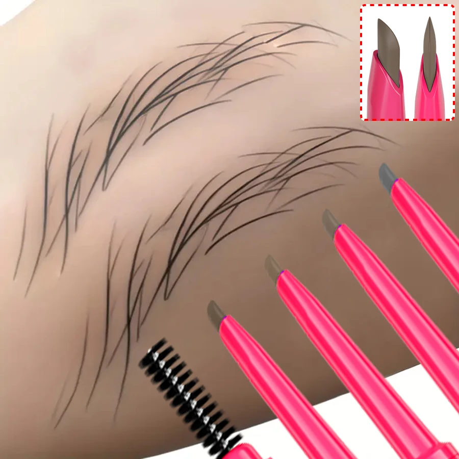 プロフェッショナルナチュラルブラウンブラック防水アイブロウペンシル超極細ブラシ持続 2 で 1 アイブラウンペンメイクアップ女性ギフト