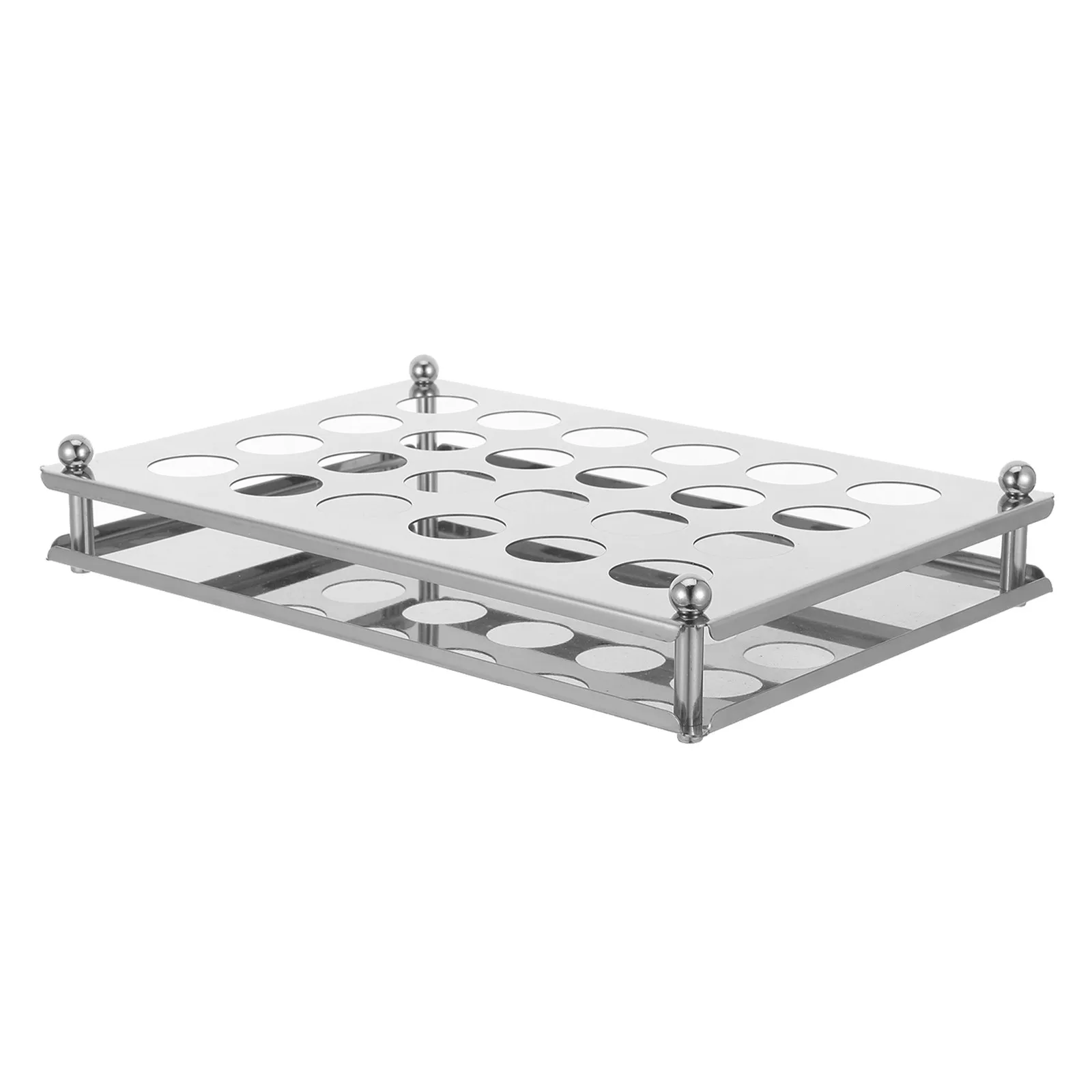 24-Hole Stainless Steel Shot Glass Holder Tray for Home Bar Club Party - Detachable Wine Glass Display Organizer Rack with