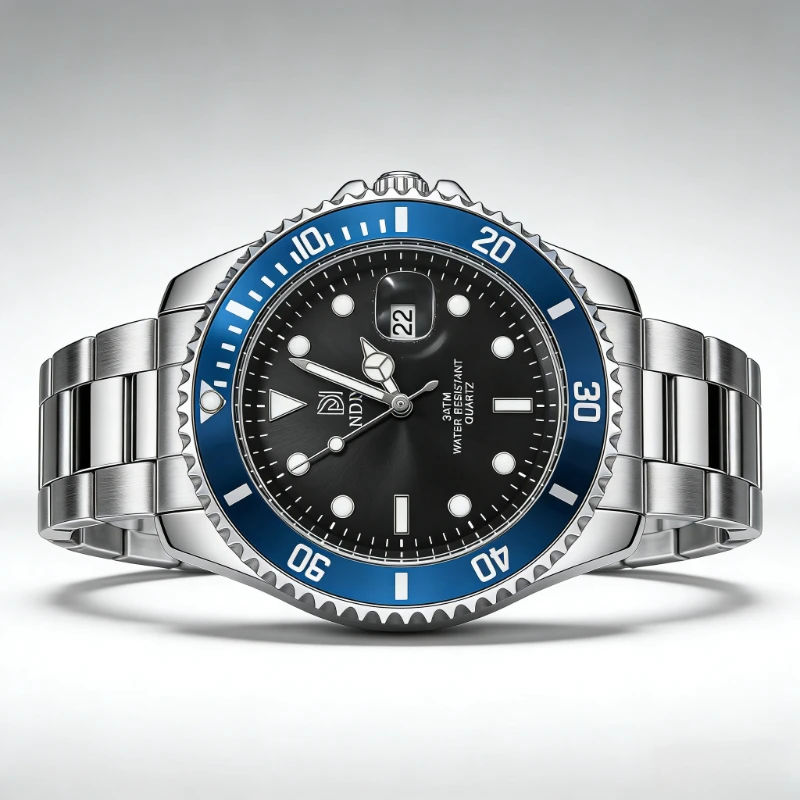 2026  NDNZ Fashion Men's Watch Solid Color Steel Strap Colorful Dial Quartz Watch for Boyfriend