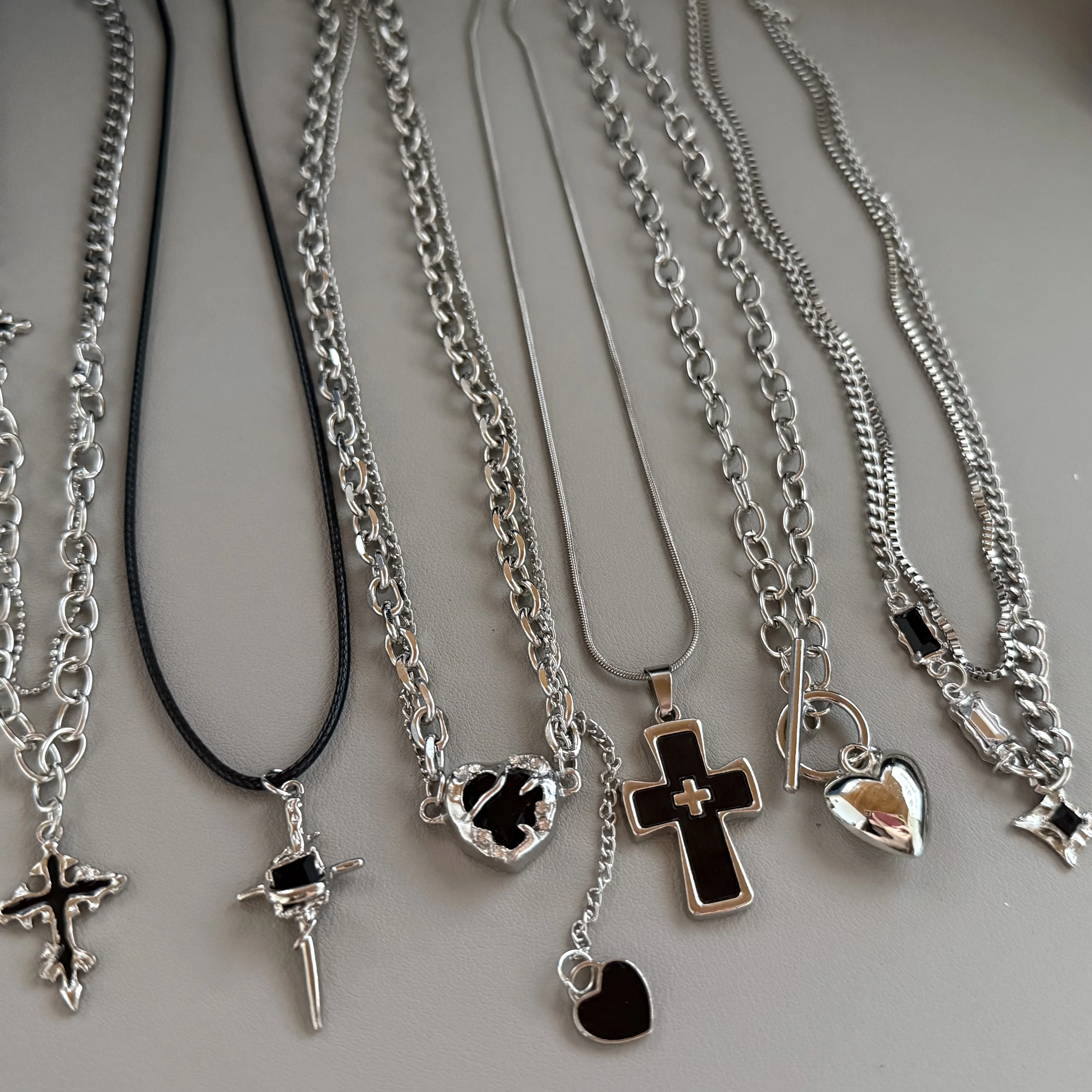 جديد الشرير القوطي الفولاذ المقاوم للصدأ ستار الصليب القلب قلادة المختنق سلسلة حلية قلادة الكورية الرجال النساء Y2K EMO اكسسوارات مجوهرات