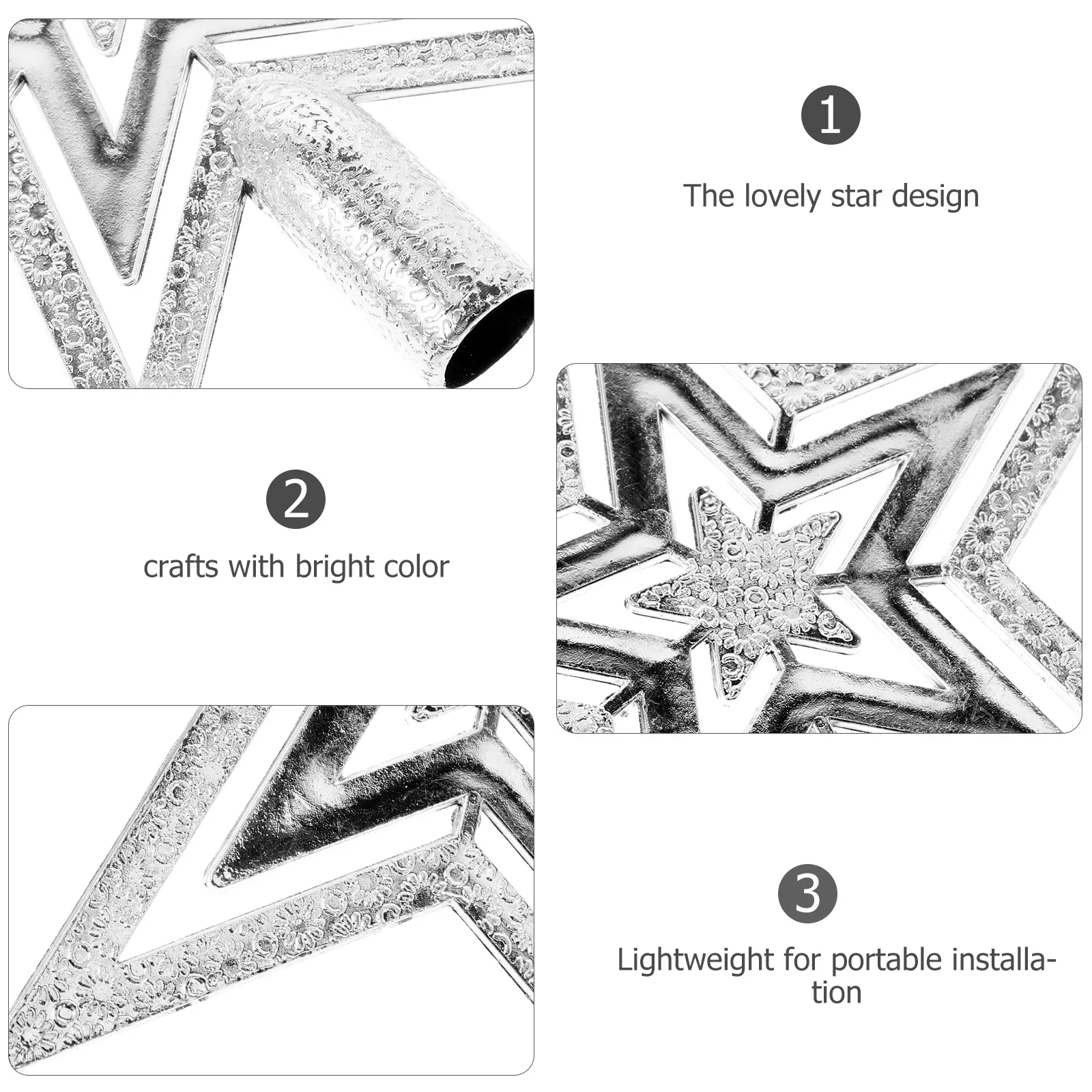 

Pentagram Ornament Christmas Tree Top Star Elegant Topper Mini Decoration Holiday Toppers