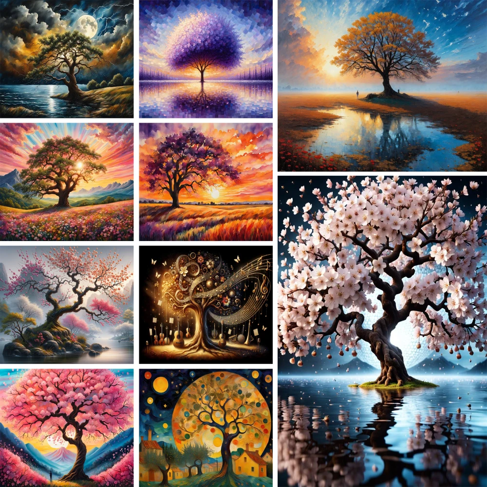 Landscape Fantasy Tree Printed Canvas 11CT Cross-Stitch Embroidery Full Kit Hobby Handmade Knitting Handiwork Needle Floss Sales