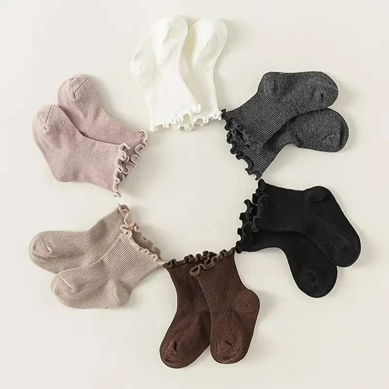 One Pair Newborn Girls Baby Socks Cotton Ruffle Kids Girl Princess Sock Soft Children Girl Mid Tube Socks Toddler Girl Stockings