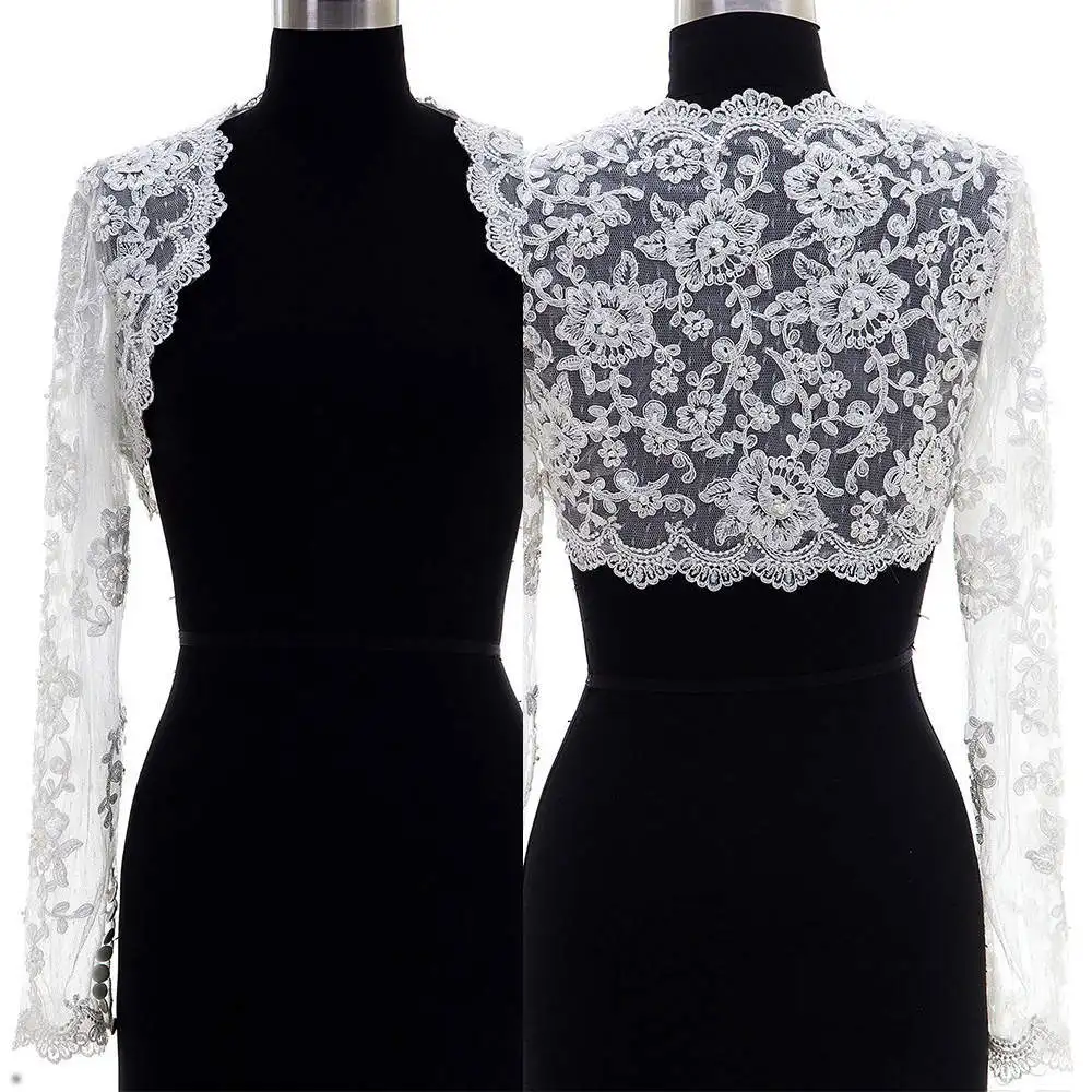 New Design Wedding Shawl Bridal Bolero Appliques Long Sleeve Bridal Wraps Wedding Jacket Wedding Accessories Custom Made