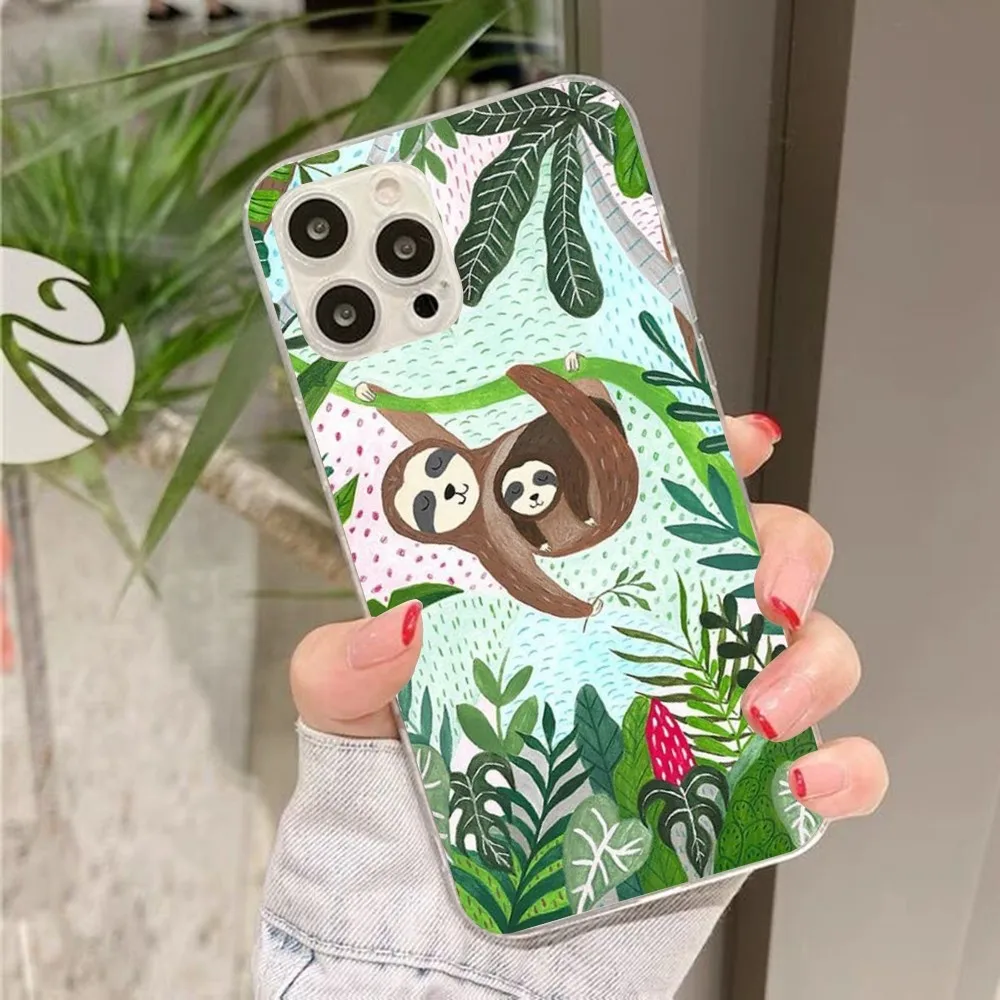 Cute Sloth Animals Phone Case For iPhone 14 11 12 13 Mini Pro XS Max Cover 6 7 8 Plus X XR SE 2020 Funda Shell