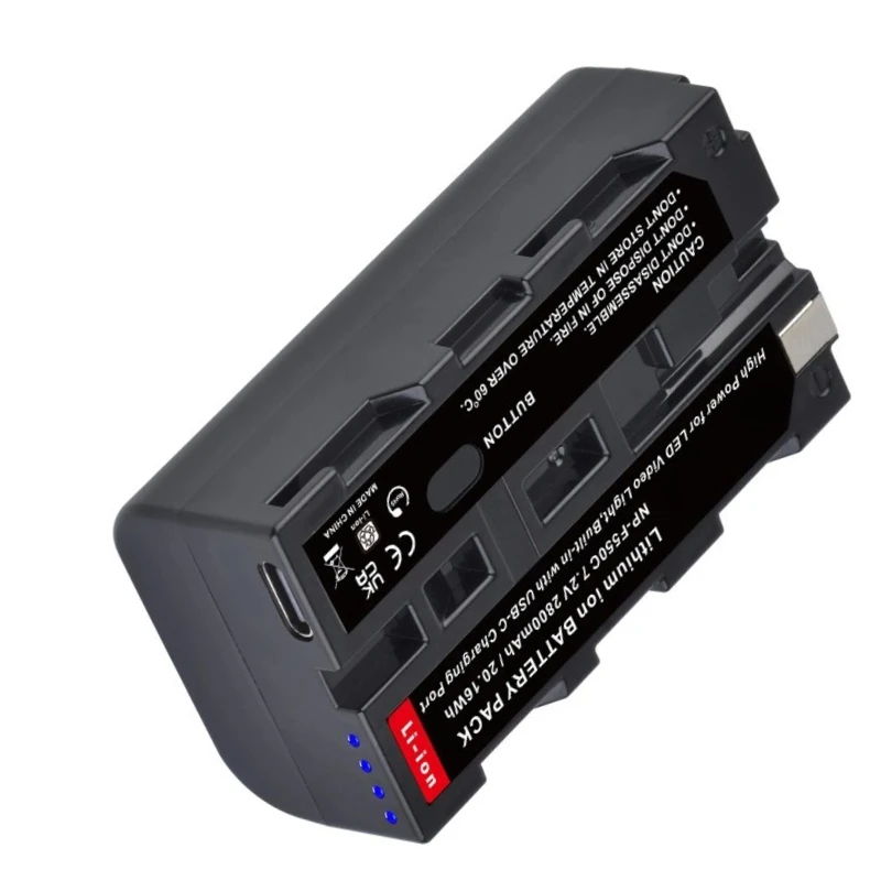 ل NP-F330 NP-F530 NP F550 NP-F570 NP-F750 مصباح ليد التصوير الإضاءة 2800mAh المدمج في USB-C شحن ميناء البطارية 2 قطعة