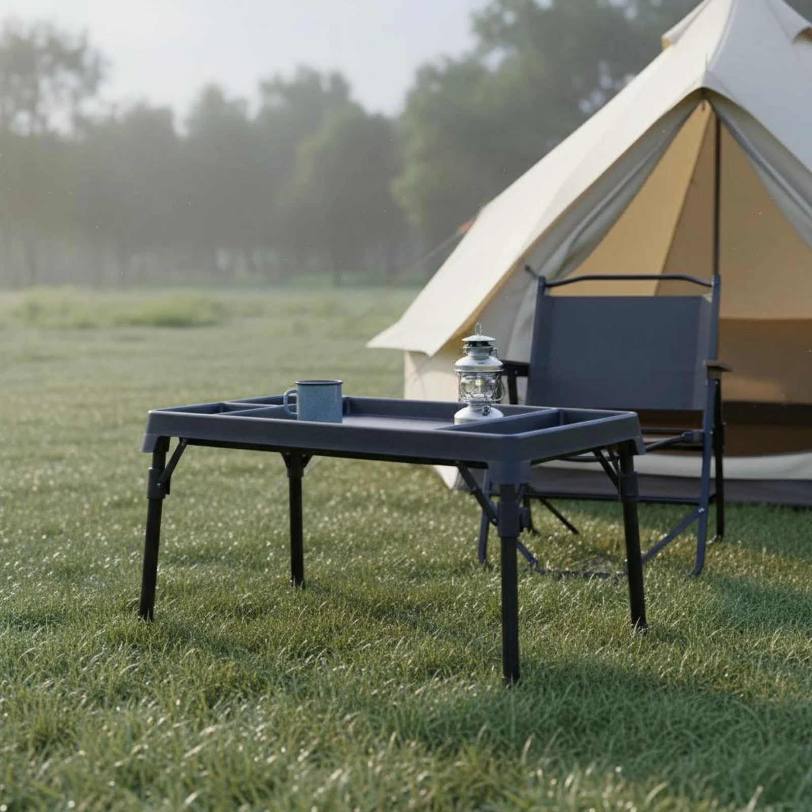 

Folding Camping Table Foldable Adjustable Camping Table Outdoor Furniture Compartmented ABS Plastic