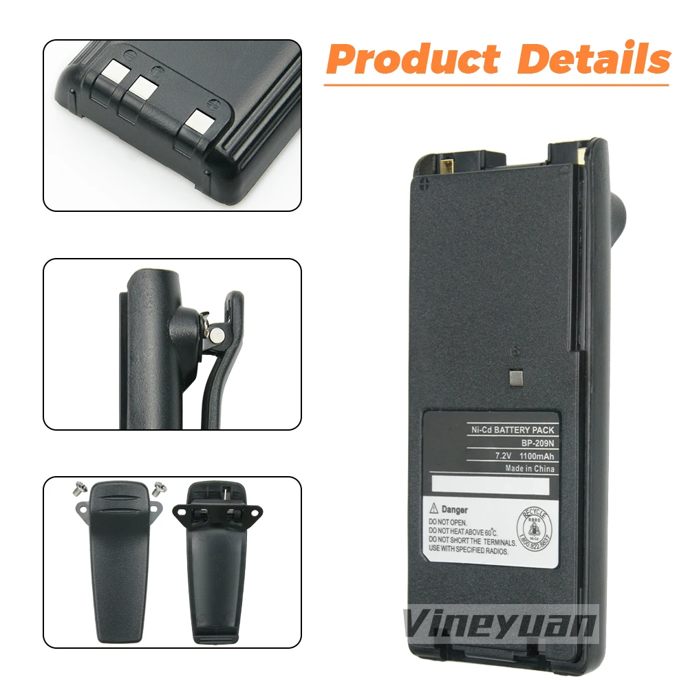 BP-209N 1100mAh Replacement NI-CD Battery for ICOM IC-V8,IC-V82,IC-U82,IC-A6,IC-F30GT,IC-F11,IC-F21,IC-F22,BP-210 Two Way Radio