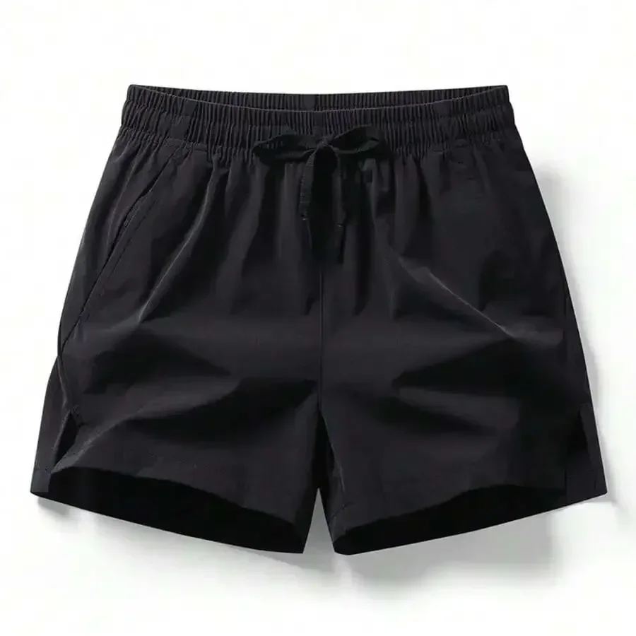 Mens Solid Color Casual Loose Drawstring Shorts Summer Sports Shorts