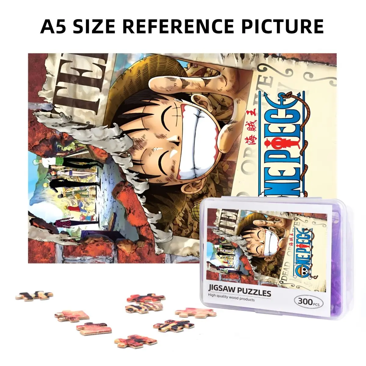Anime Manga Luffy Legpuzzel voor kinderen 300-delige houten puzzels stukken leuk leercadeau voor jongens meisjes