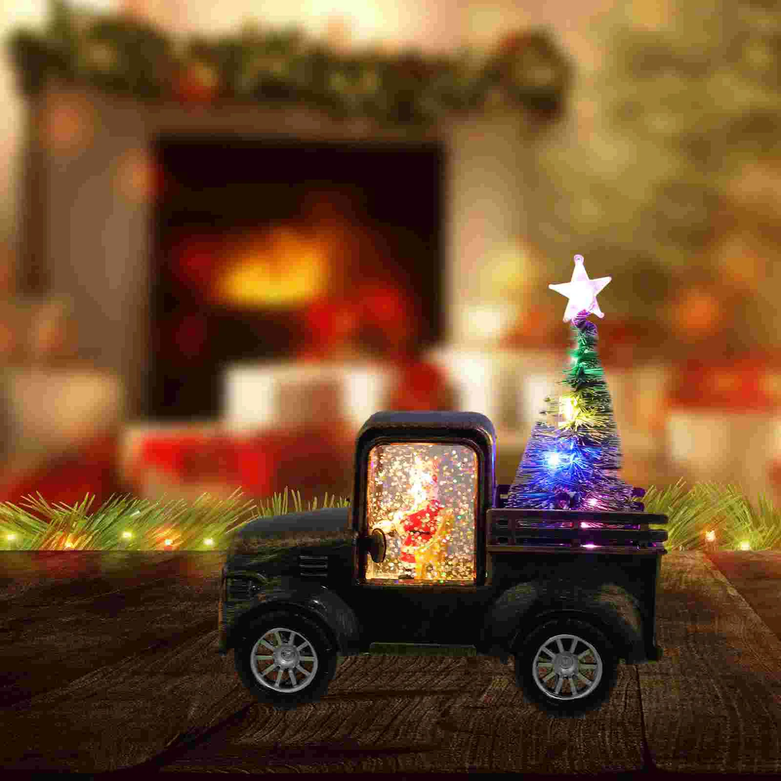 Tractor Ornament Landscape Prop Christmas Scene The Gift Crafts Mini Santa Claus Water Mixture