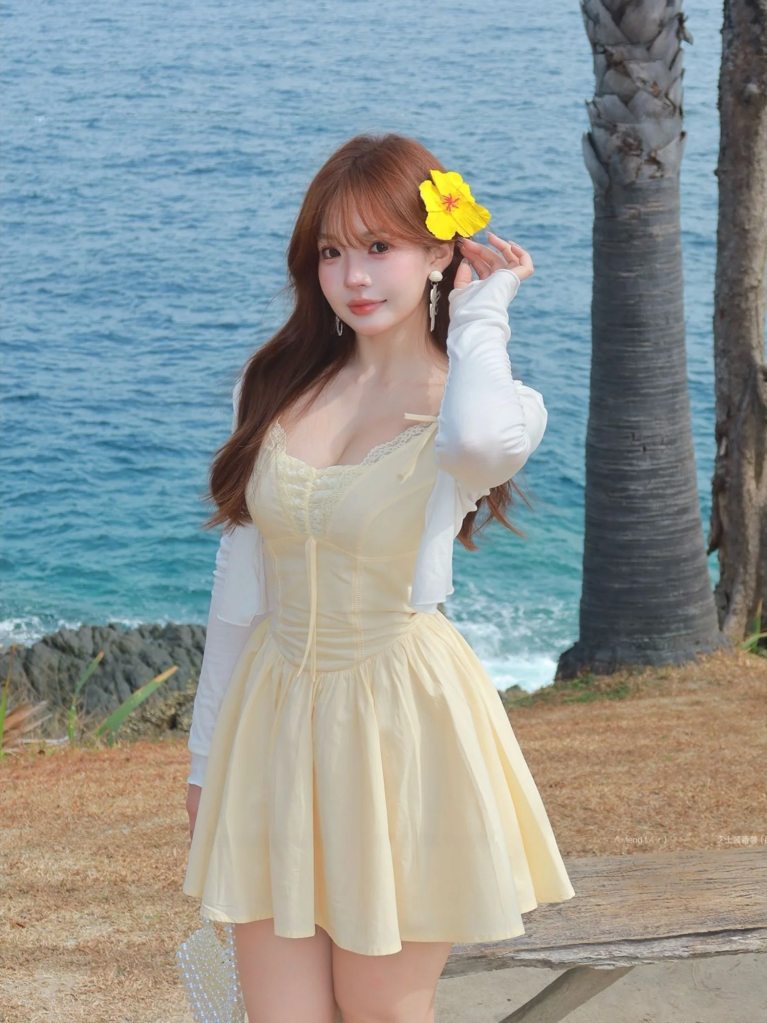 

Элегантное женское платье-халтер с кружевным узлом и юбкой А-силуэта из хлопкового модала, коллекция Cute Face Hero Cheese Summer First Love