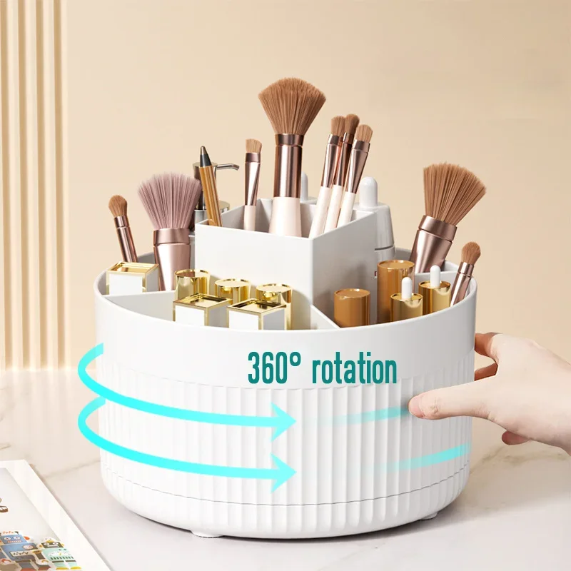 360° Rotating Jewelry Makeup Storage Box Desktop Makeup Organizer Cosmetic Brush Holder Lipstick Eyebrow Pencil Holder Container