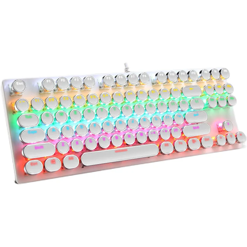 Esports RGB 87keys mechanical gaming keyboard round punk keycap waterproof 1.5m wired mechanical gaming keyboard office computer