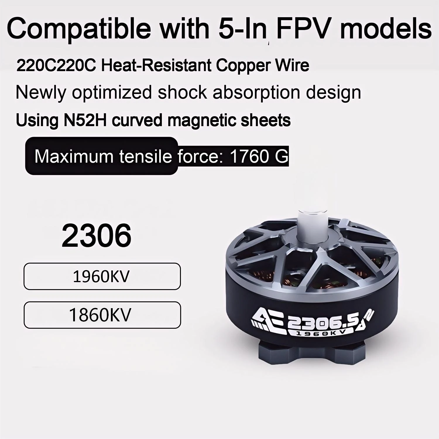 2306-1960KV 1000W RC Модель Бесщеточный двигатель/Квадрокоптер FPV Гоночный двигатель Для 5 дюймов FPV Максимальная сила растяжения: 1760 г