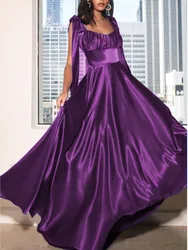Vestidos largos de satén para dama de honor, Vestido largo de lujo, púrpura, elegante, para fiesta, de noche