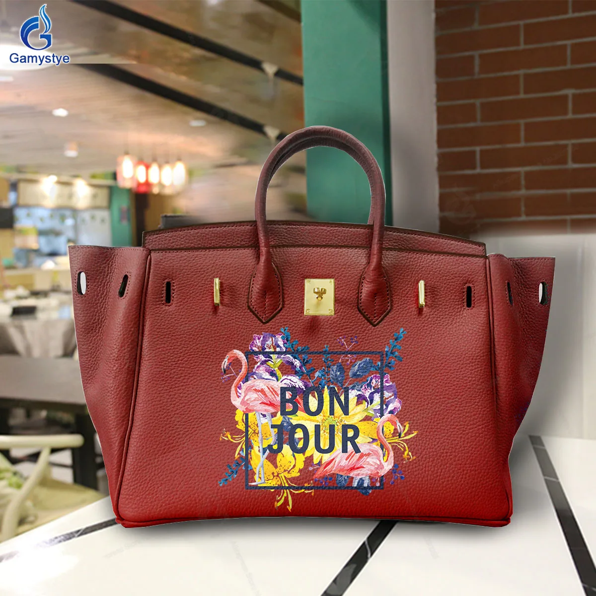 

Printed Customize Art Blooming flowers and pink birds Bags Female designer handbags high quality Messenger Shoulder Bag Fashion