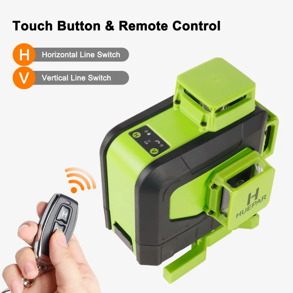 Huepar 904DG Green Beam 16 Lines 4D 360 Degree Horizontal&Vertical Self Leveling With Remote Control Flooring Laser Level