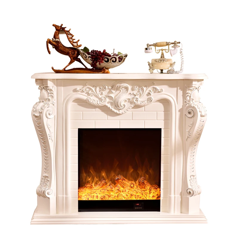 

1.2/1.5/2 meter European style fireplace TV cabinet Solid wood American style electric fireplace heating TV background wall