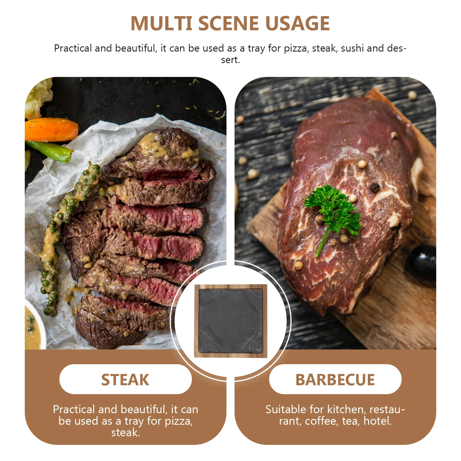 

1 set 1 Set Japanese Wood Serving Tray Restaurant Steak Pizza Plate Multi-Function Food Display Household Dining Accessory