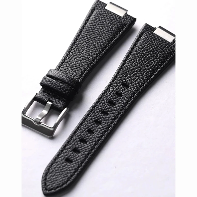 حزام ساعة من جلد البقر منقوش على الموضة ليتشي لسلسلة تيسو 1853 PRX T137.410A T137.407A حزام ساعة من الجلد 12 مللي متر فم محدب