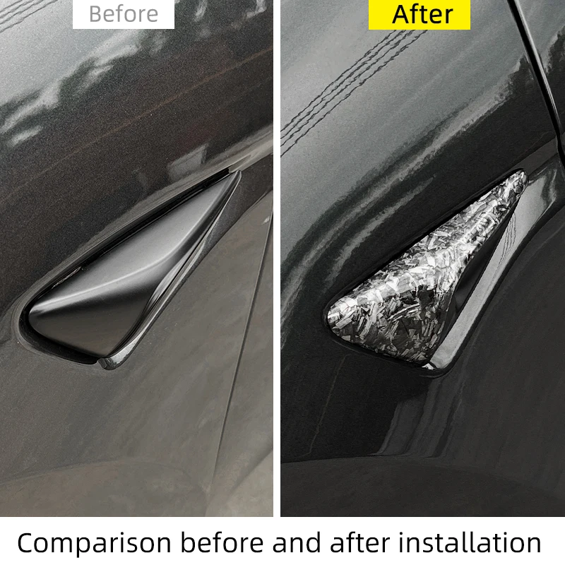 For Tesla Model Y juniper Accessories 2025 launch 3 Highland 2024 ABS Forged Carbon Pattern Side Camera Cover Leaf Board Sticker