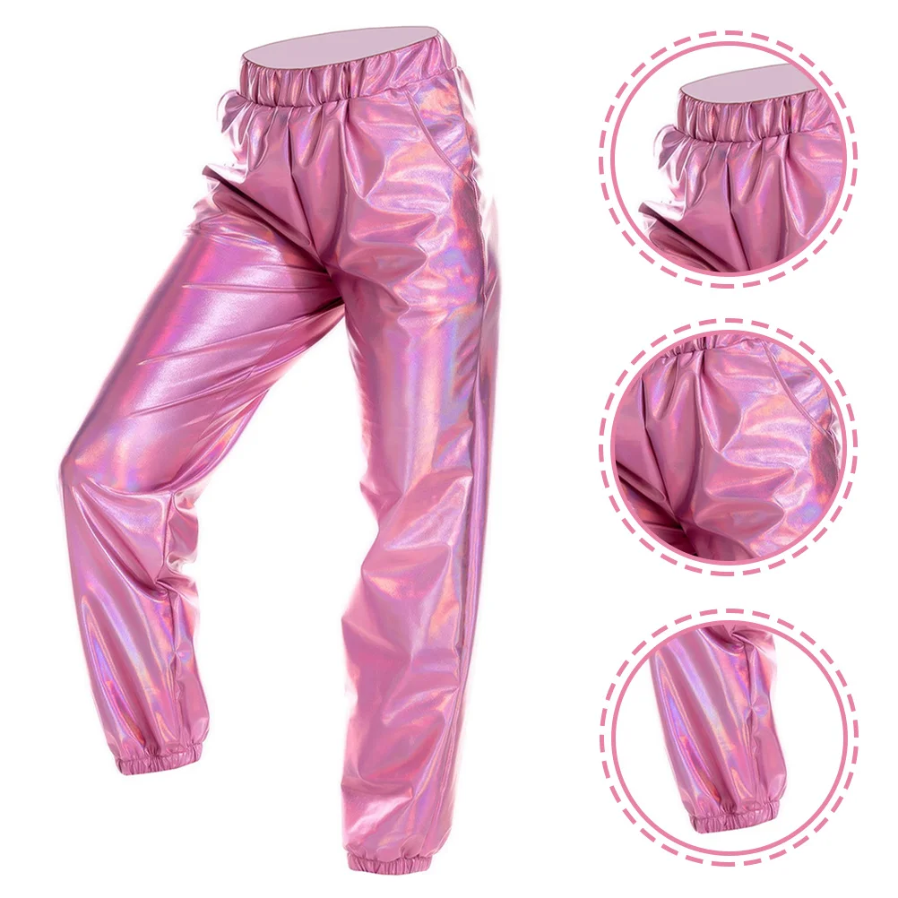 

Metallic Yoga Pants High Waist Stretchy Hip-Hop Long Trousers Sports Disco Pants for Women Party Rave Costume