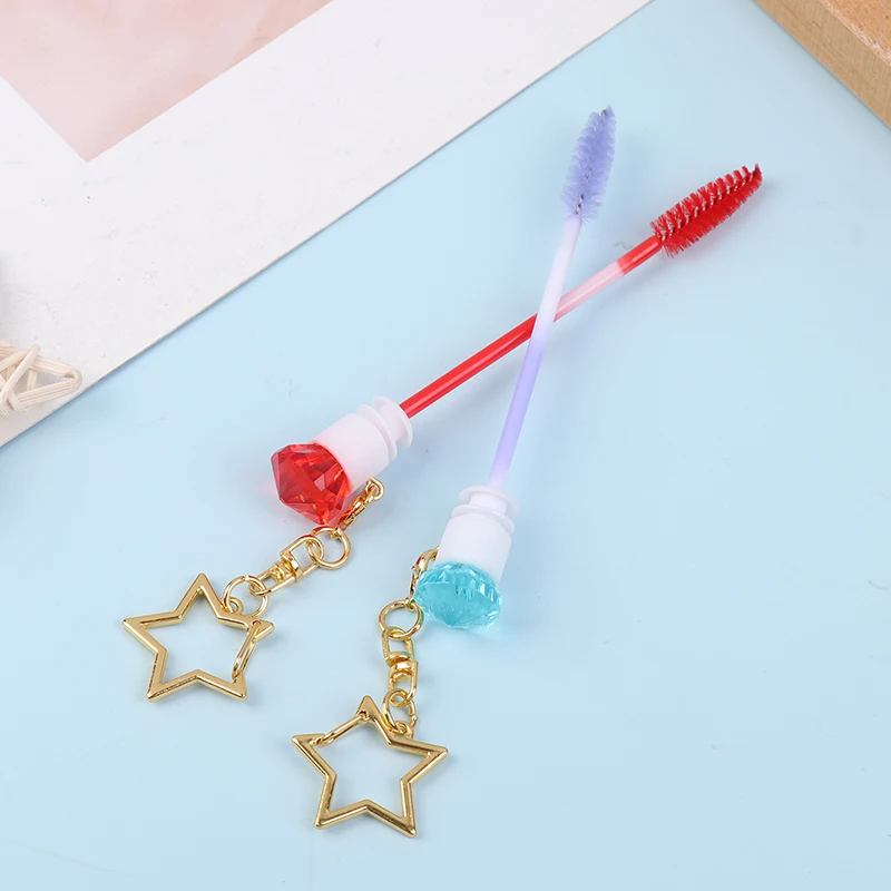 Reusable Eyelash Brush Tube Keychain Plastic Lash Spoolie Container Glitter Cils Dust-proof Mascara Wands Keyring