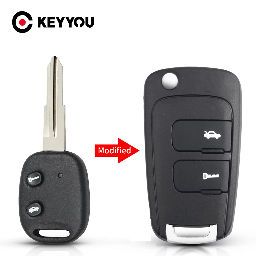 KEYYOU For Chevrolet Epica Modified Flip Folding Remote Key Shell Case Fob 2 Buttons Left Blade