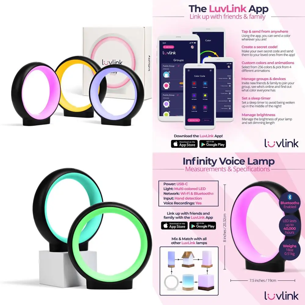 مصابيح الصداقة الحائزة على الجائزة - مجموعة من ثلاثة صوت ومنشط بالصوت وتغيير الألوان باللون الأسود