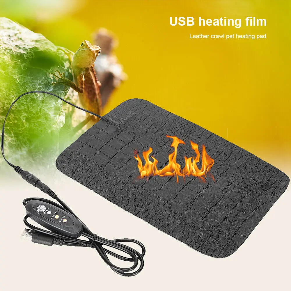 Heating Pad Pet Reptile Heating Pad Timed Temperature Control Clothes Heating Sheet Pu Cushion Adjustable 3 Levels Heated Pad