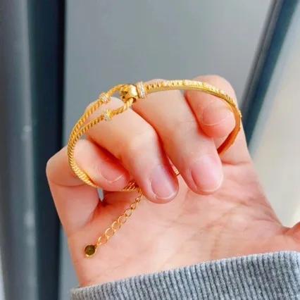 

AU999 Gold Jewelry Horseshoe Buckle Bracelet Womens 24K Pure Gold Half Chain Fashion Wrist Chain Real Gold Hand Jewelr