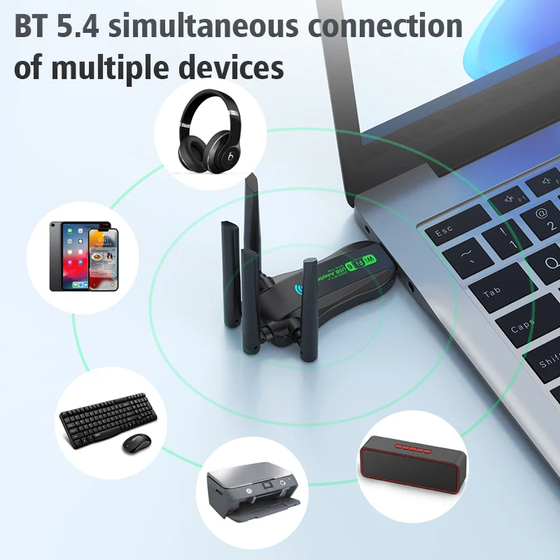 900 Мбит/с Wi-Fi USB-адаптер двухдиапазонный 2,4G + 5,8 ГГц Bluetooth 5,4 WiFi 6 Dongle 4 антенны беспроводной приемник для ПК/ноутбука драйвер бесплатно