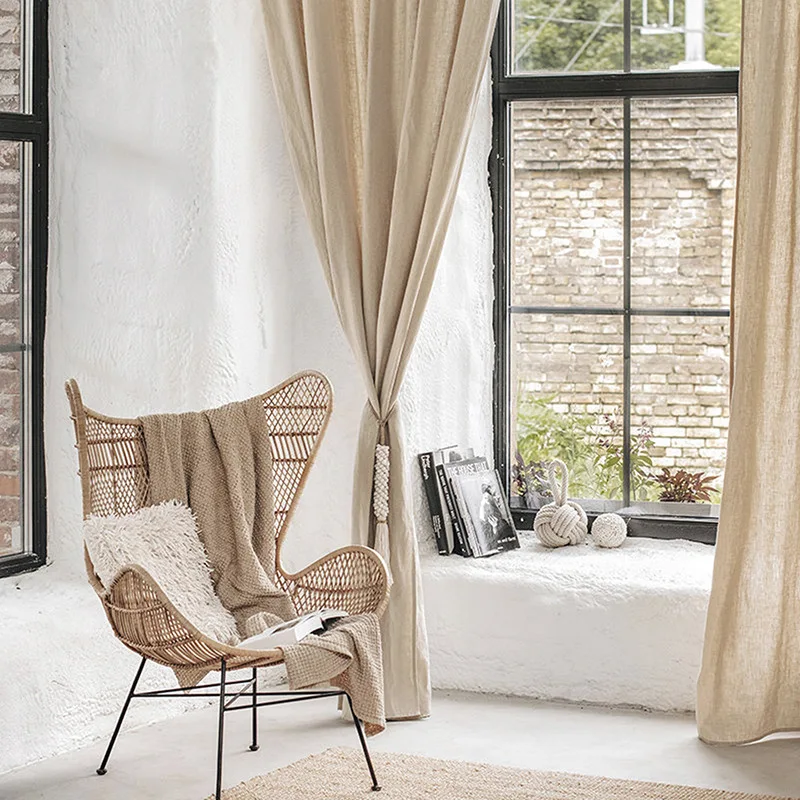 100% Natural Linen Curtain,Rustic Boho Light Filtering Window Shades,Farmhouse Curtain for Bedroom Living Room Door(Custom Size)
