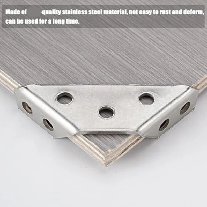 Universal  Furniture Corner Connector Metal Angle Brackets For Wood With Nails Screwdriver C Silver