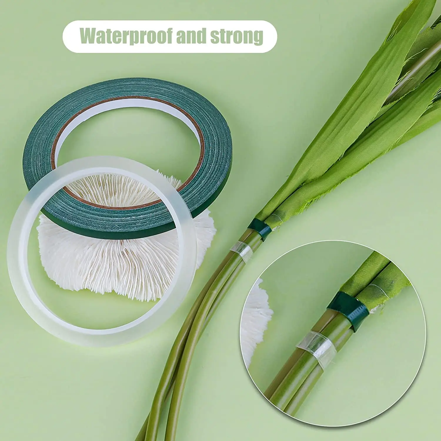 Floral Tape Green Clear Color Florist Tape for Floral Arranging Craft Projects Corsages Bouquet Stem Wrap